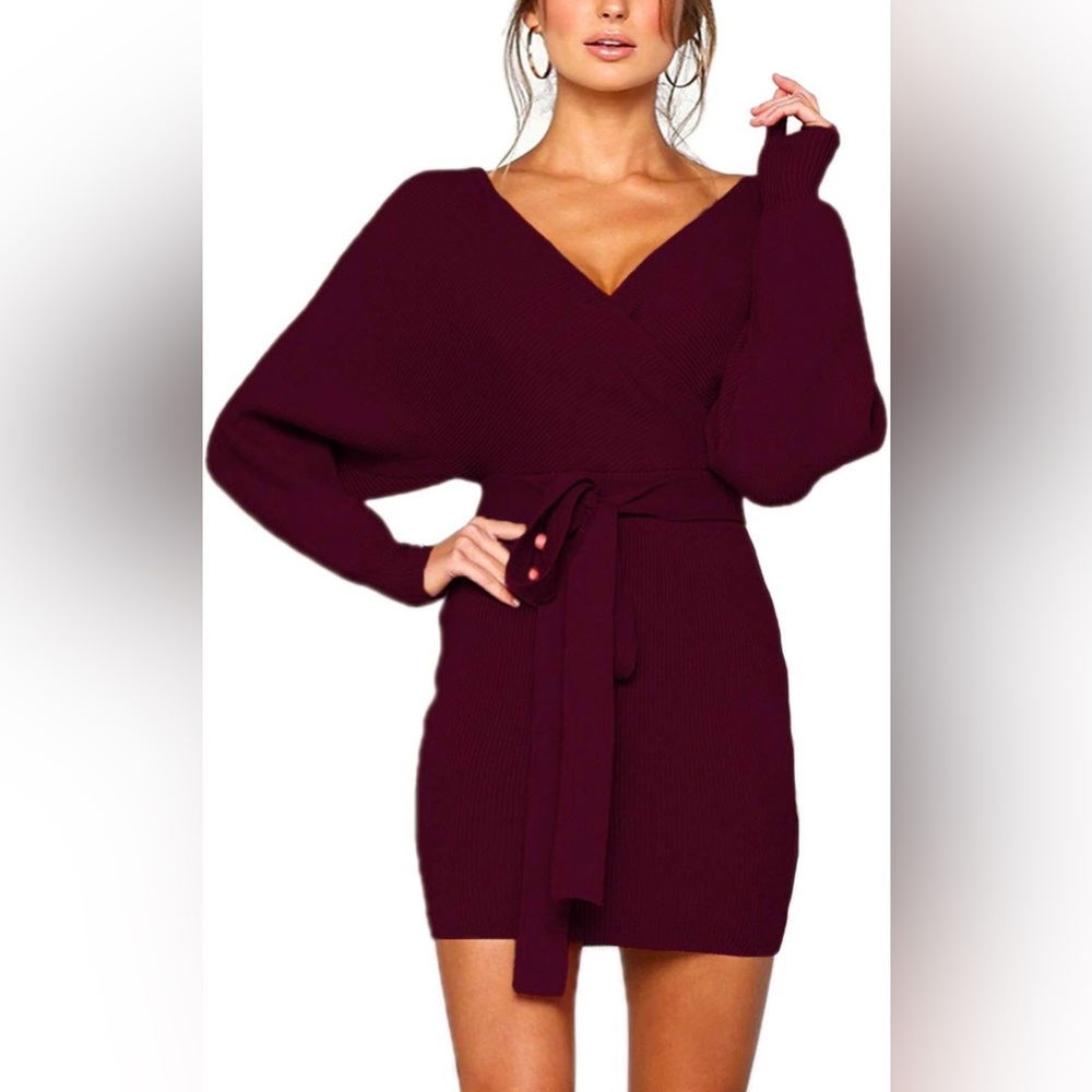 Women's Sexy Cocktail Batwing Long Sleeve Backless